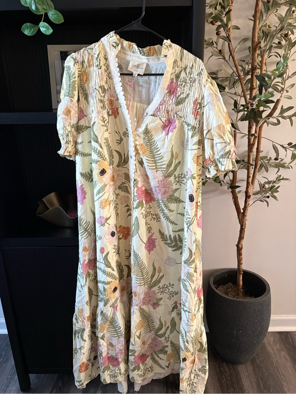 Umgee Pastel Floral Midi Dress in Light Green and Pink